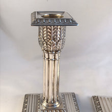 Load image into Gallery viewer, Victorian Silver Corinthian Column Candlesticks London 1901
