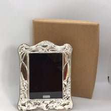 Load image into Gallery viewer, Art Nouveau Style Silver Photograph Frame with Flower Detail