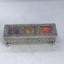 Load image into Gallery viewer, Edwardian Silver Triple Stamp Box A & J Zimmerman Birmingham 1903