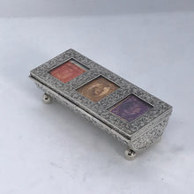 Load image into Gallery viewer, Edwardian Silver Triple Stamp Box A & J Zimmerman Birmingham 1903