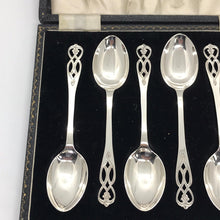 Load image into Gallery viewer, Boxed Set Of Ornate Silver Spoons Henry Clifford Davies 1959