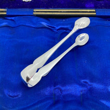 Load image into Gallery viewer, Cased Set Of Six Silver Trefid Coffee Spoons & Sugar Nips Sheffield 1911