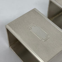 Load image into Gallery viewer, Pair of Art Deco Style Silver Napkin Rings Birmingham 1940 Rectangular Shape