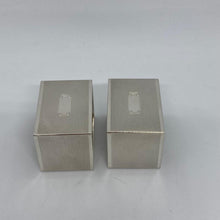 Load image into Gallery viewer, Pair of Art Deco Style Silver Napkin Rings Birmingham 1940 Rectangular Shape