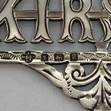 Load image into Gallery viewer, Unusual Edwardian Silver Decanter / Wine Label Kirsch Birmingham 1907