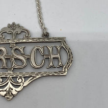 Load image into Gallery viewer, Unusual Edwardian Silver Decanter / Wine Label Kirsch Birmingham 1907