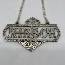 Load image into Gallery viewer, Unusual Edwardian Silver Decanter / Wine Label Kirsch Birmingham 1907