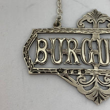 Load image into Gallery viewer, Edwardian Silver Decanter Label / Wine Label Burgundy Birmingham 1907