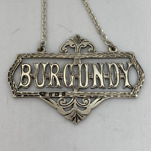 Load image into Gallery viewer, Edwardian Silver Decanter Label / Wine Label Burgundy Birmingham 1907