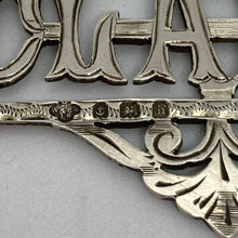 Load image into Gallery viewer, Edwardian Silver Decanter Label / Wine Label Claret Birmingham 1907