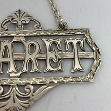 Load image into Gallery viewer, Edwardian Silver Decanter Label / Wine Label Claret Birmingham 1907