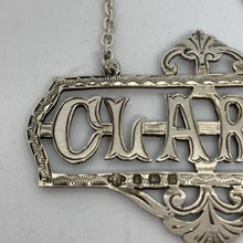 Load image into Gallery viewer, Edwardian Silver Decanter Label / Wine Label Claret Birmingham 1907