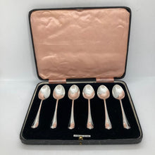 Load image into Gallery viewer, Set Of Six Silver Teaspoons With Shaped Handles Sheffield 1946