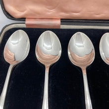Load image into Gallery viewer, Set Of Six Silver Teaspoons With Shaped Handles Sheffield 1946