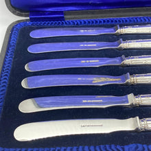 Load image into Gallery viewer, Boxed Set Of Silver Handled Butter Knives Sheffield 1915