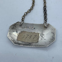 Load image into Gallery viewer, Georgian Silver Wine Label / Decanter Label Sherry Elizabeth Morley London 1797