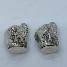 Load image into Gallery viewer, Pair Of Modern Silver Dogs Head Pepperettes Modern Import Marks c1990s