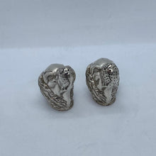 Load image into Gallery viewer, Pair Of Modern Silver Dogs Head Pepperettes Modern Import Marks c1990s