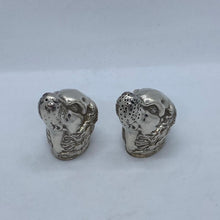 Load image into Gallery viewer, Pair Of Modern Silver Dogs Head Pepperettes Modern Import Marks c1990s