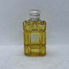Load image into Gallery viewer, Silver Topped Scent Bottle Yellow Glass