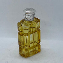 Load image into Gallery viewer, Silver Topped Scent Bottle Yellow Glass