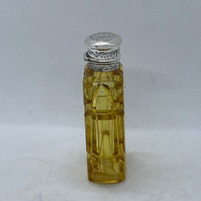 Load image into Gallery viewer, Silver Topped Scent Bottle Yellow Glass