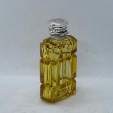 Load image into Gallery viewer, Silver Topped Scent Bottle Yellow Glass