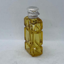 Load image into Gallery viewer, Silver Topped Scent Bottle Yellow Glass