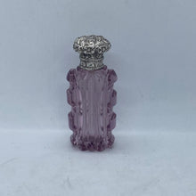 Load image into Gallery viewer, Silver Topped Purple Glass Scent Bottle