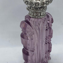 Load image into Gallery viewer, Silver Topped Purple Glass Scent Bottle