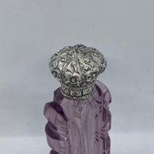 Load image into Gallery viewer, Silver Topped Purple Glass Scent Bottle