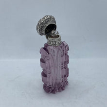 Load image into Gallery viewer, Silver Topped Purple Glass Scent Bottle