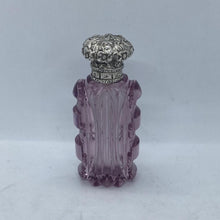 Load image into Gallery viewer, Silver Topped Purple Glass Scent Bottle