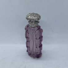 Load image into Gallery viewer, Silver Topped Purple Glass Scent Bottle
