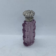 Load image into Gallery viewer, Silver Topped Purple Glass Scent Bottle
