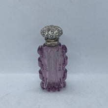 Load image into Gallery viewer, Silver Topped Purple Glass Scent Bottle
