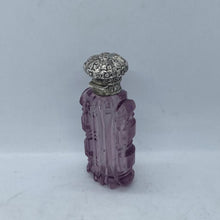 Load image into Gallery viewer, Silver Topped Purple Glass Scent Bottle