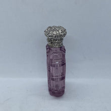 Load image into Gallery viewer, Silver Topped Purple Glass Scent Bottle