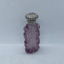 Load image into Gallery viewer, Silver Topped Purple Glass Scent Bottle