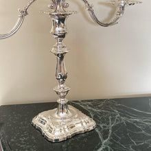 Load image into Gallery viewer, Pair Of Elizabeth II Silver Three Branch Candelabras Sheffield 1966