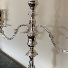 Load image into Gallery viewer, Pair Of Elizabeth II Silver Three Branch Candelabras Sheffield 1966