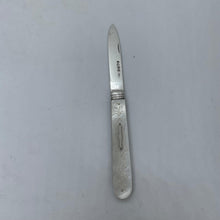Load image into Gallery viewer, Silver And Mother Of Pearl Fruit Knife Hilliard And Thomason Birmingham 1853