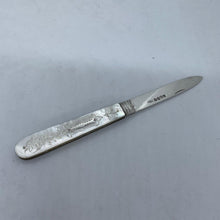 Load image into Gallery viewer, Silver And Mother Of Pearl Fruit Knife Hilliard And Thomason Birmingham 1853