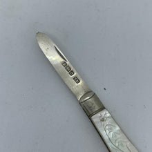 Load image into Gallery viewer, Miniature Silver And Mother Of Pearl Fruit Knife Sheffield 1906