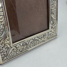 Load image into Gallery viewer, Hallmarked Silver Floral Photograph Frame Sheffield 1996