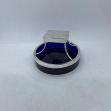 Load image into Gallery viewer, Silver And Bristol Blue Glass Table Vesta / Match Holder