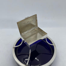 Load image into Gallery viewer, Silver And Bristol Blue Glass Table Vesta / Match Holder