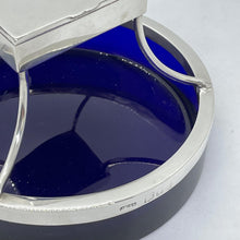 Load image into Gallery viewer, Silver And Bristol Blue Glass Table Vesta / Match Holder