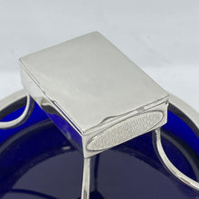 Load image into Gallery viewer, Silver And Bristol Blue Glass Table Vesta / Match Holder