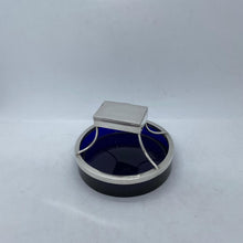Load image into Gallery viewer, Silver And Bristol Blue Glass Table Vesta / Match Holder